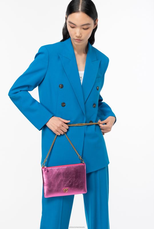 genți crossbody | geantă de dragoste plată clasică foliată Pinko aur roz-vechi B0D081197