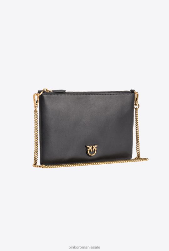 genți crossbody | geantă de dragoste plată clasică, pur și simplu Pinko aur negru-vechi B0D081184