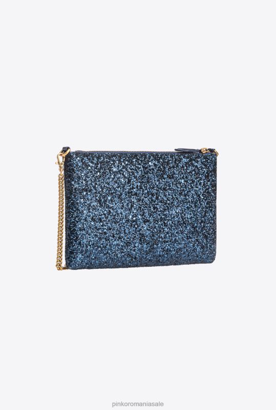 genți crossbody | geantă de dragoste plată clasică strălucitoare Pinko clematis albastru-aur antic B0D081198