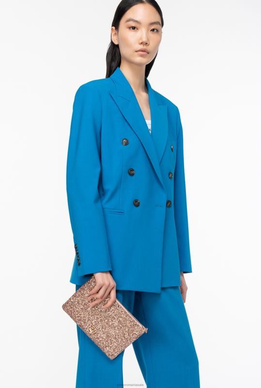 genți crossbody | geantă de dragoste plată clasică strălucitoare Pinko roz praf-aur antic B0D081200