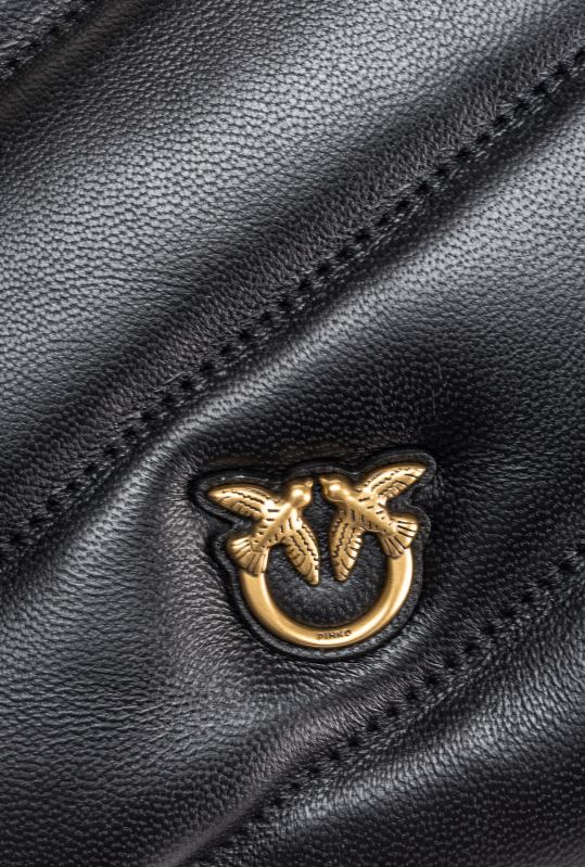 genți crossbody | geantă plată din piele nappa matlasată Pinko aur negru-vechi B0D081193