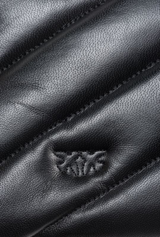 genți crossbody | geantă plată din piele nappa matlasată Pinko aur negru-vechi B0D081193