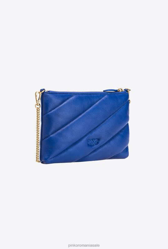 genți crossbody | geantă plată din piele nappa matlasată Pinko clematis albastru-aur antic B0D081192