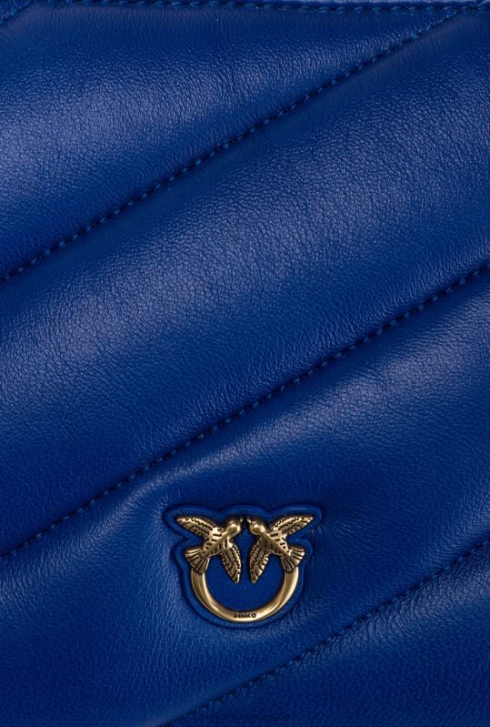 genți crossbody | geantă plată din piele nappa matlasată Pinko clematis albastru-aur antic B0D081192