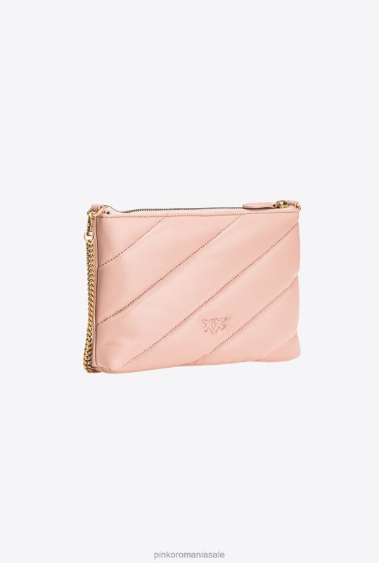 genți crossbody | geantă plată din piele nappa matlasată Pinko roz praf-aur antic B0D081194