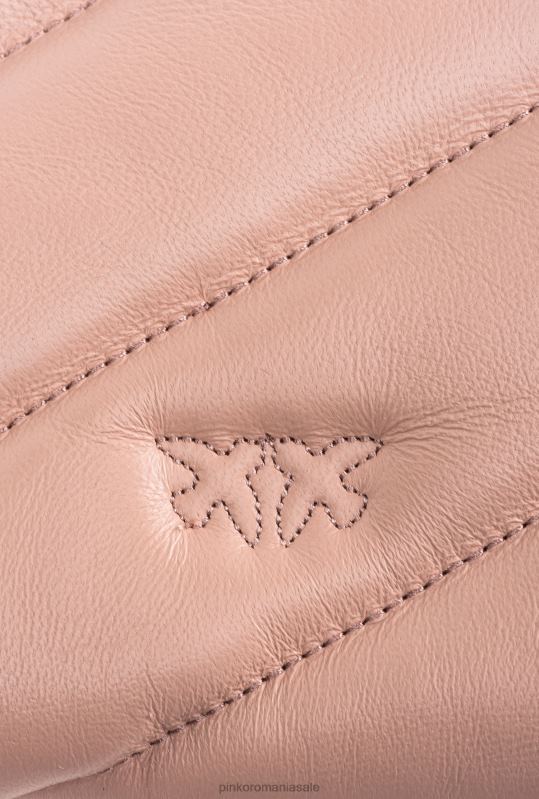 genți crossbody | geantă plată din piele nappa matlasată Pinko roz praf-aur antic B0D081194