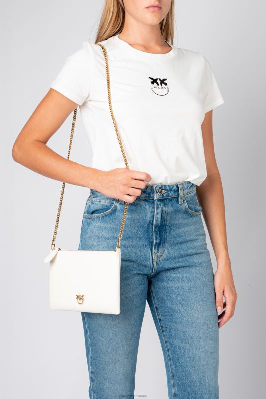 genți crossbody | geantă plată pur și simplu Pinko aur alb-vechi B0D081190