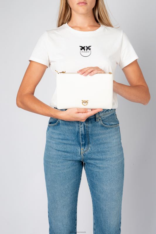 genți crossbody | geantă plată pur și simplu Pinko aur alb-vechi B0D081190