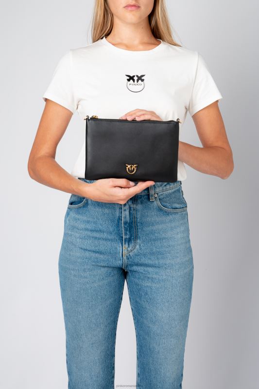 genți crossbody | geantă plată pur și simplu Pinko aur negru-vechi B0D081189
