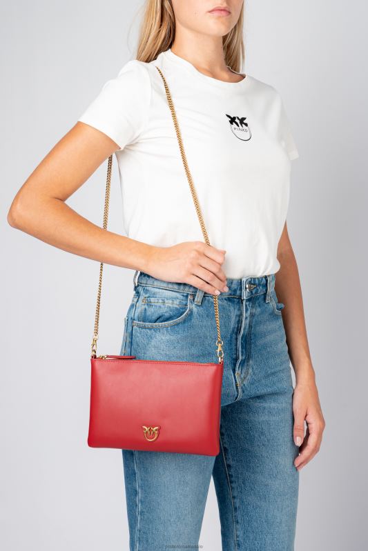 genți crossbody | geantă plată pur și simplu Pinko roșu rubin-aur antic B0D081188
