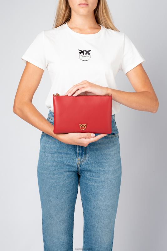 genți crossbody | geantă plată pur și simplu Pinko roșu rubin-aur antic B0D081188