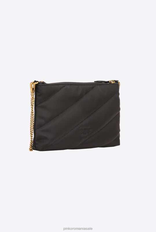 genți crossbody | geantă plată reciclată Pinko aur negru-vechi B0D081273