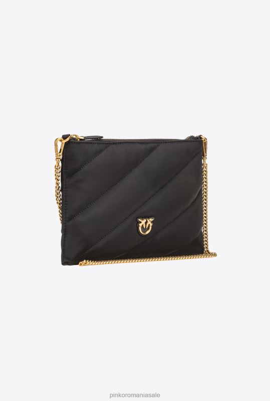 genți crossbody | geantă plată reciclată Pinko aur negru-vechi B0D081273