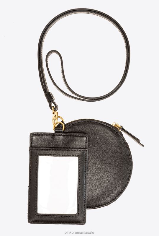 genți microlove | colier mini geanta dragoste chevron Pinko aur negru-vechi B0D081254