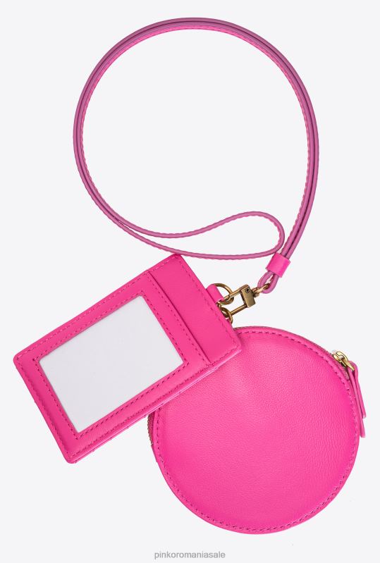 genți microlove | colier mini geanta dragoste chevron Pinko fucsia-aur antic B0D081253