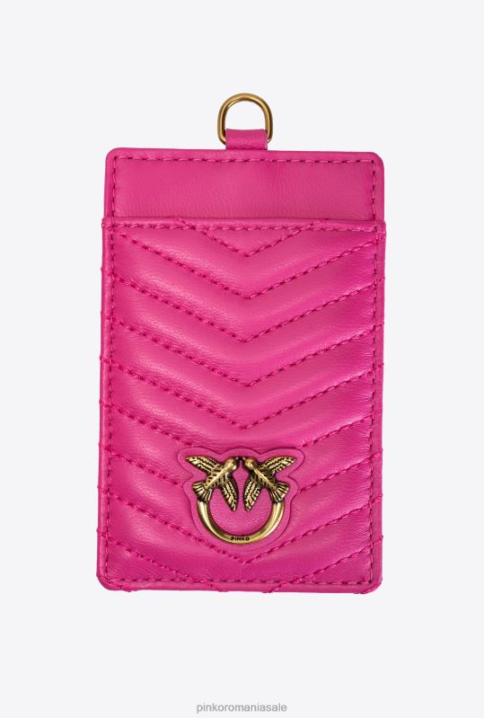 genți microlove | colier mini geanta dragoste chevron Pinko fucsia-aur antic B0D081253