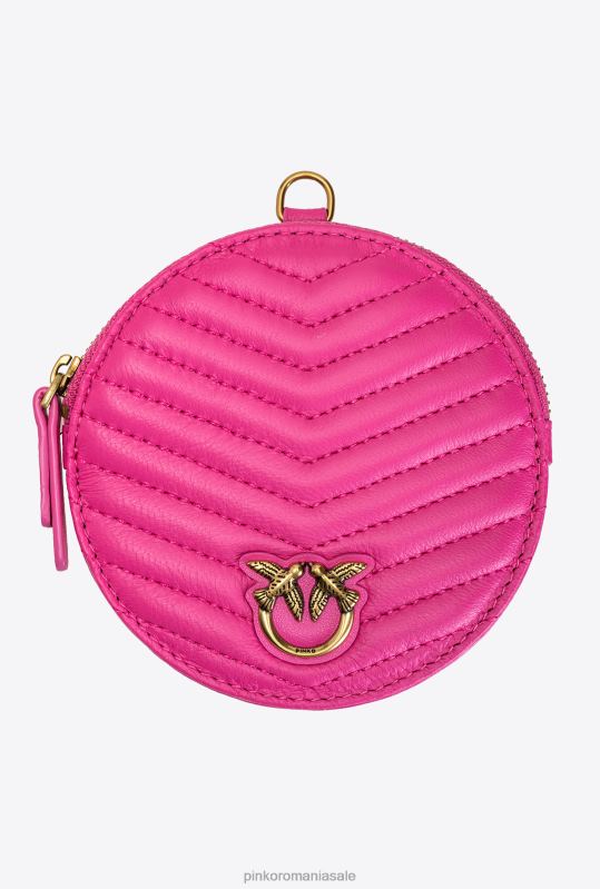 genți microlove | colier mini geanta dragoste chevron Pinko fucsia-aur antic B0D081253