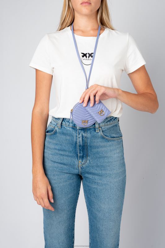 genți microlove | colier mini geanta dragoste chevron Pinko lavandă-aur antic B0D081252