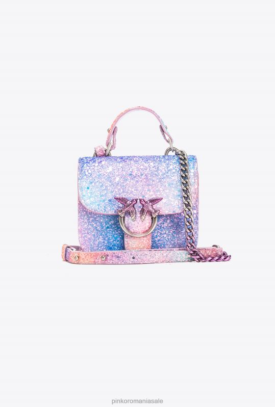 genți microlove | galleria glitter micro love bag bell Pinko multicolor roz-argintiu vechi B0D081232