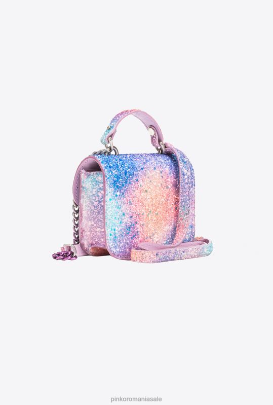 genți microlove | galleria glitter micro love bag bell Pinko multicolor roz-argintiu vechi B0D081232