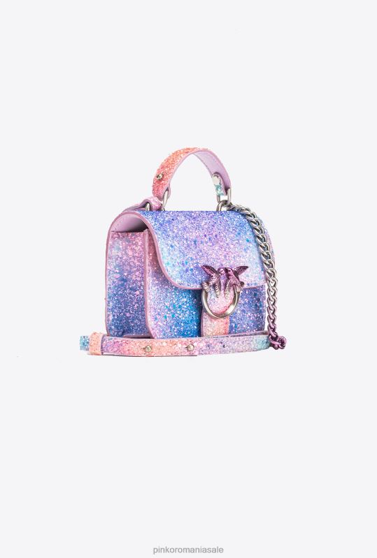 genți microlove | galleria glitter micro love bag bell Pinko multicolor roz-argintiu vechi B0D081232