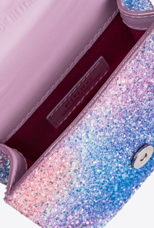 genți microlove | galleria glitter micro love bag bell Pinko multicolor roz-argintiu vechi B0D081232