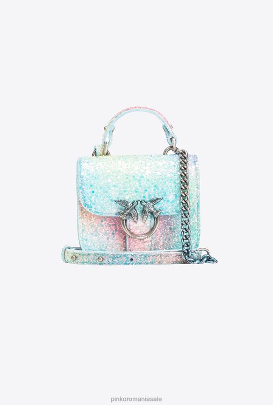 genți microlove | galleria glitter micro love bag bell Pinko multicolor verde-argintiu vechi B0D081231