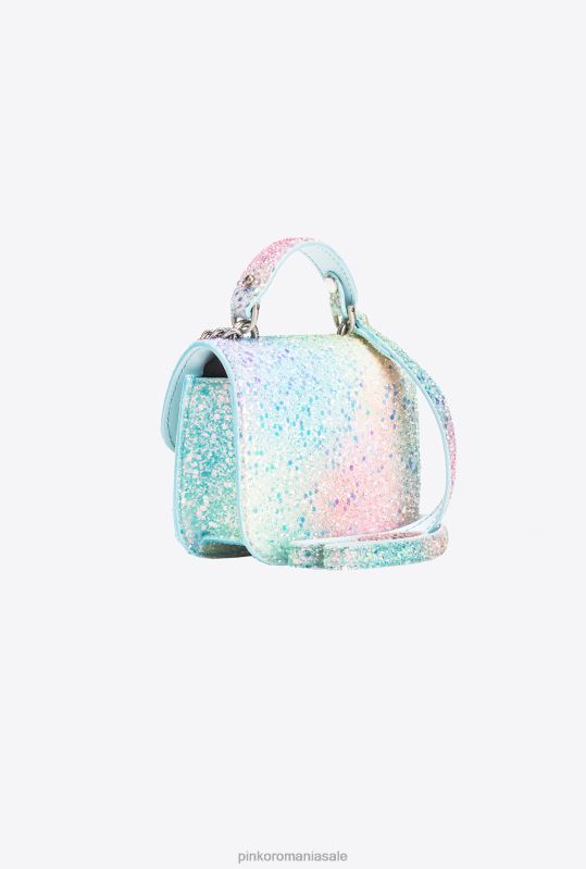 genți microlove | galleria glitter micro love bag bell Pinko multicolor verde-argintiu vechi B0D081231