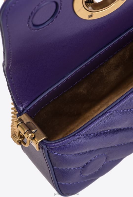 genți microlove | geantă micro love click chevron știfturi Pinko plumeria violet-aur antic B0D081216