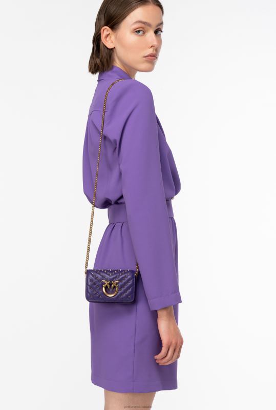 genți microlove | geantă micro love click chevron știfturi Pinko plumeria violet-aur antic B0D081216