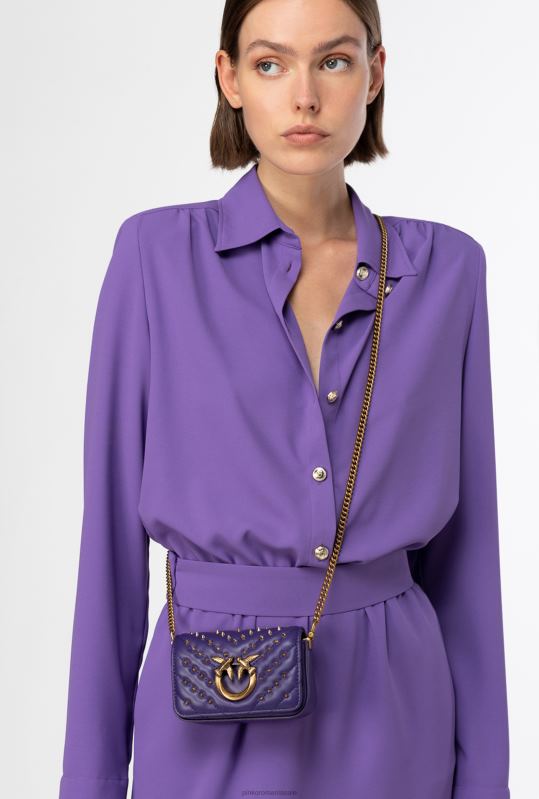 genți microlove | geantă micro love click chevron știfturi Pinko plumeria violet-aur antic B0D081216