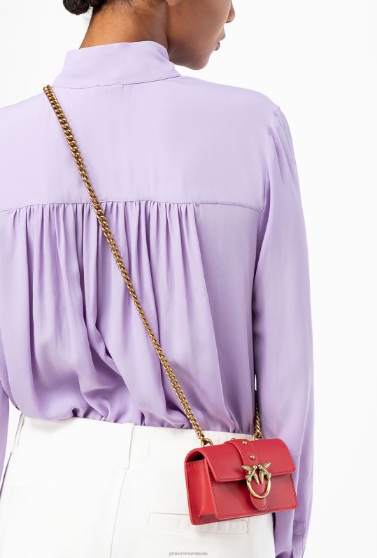 genți microlove | geantă micro love one pur și simplu Pinko roșu granat-aur antic B0D081204