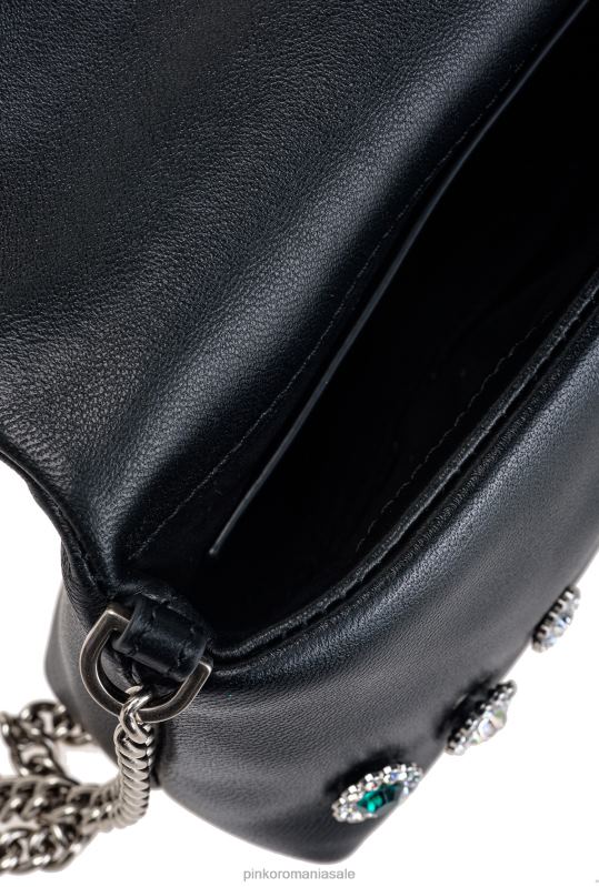 genți microlove | geantă micro love puff ace fantezie Pinko negru-argint vechi B0D081255