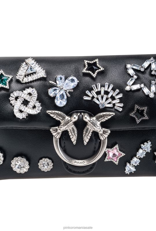 genți microlove | geantă micro love puff ace fantezie Pinko negru-argint vechi B0D081255