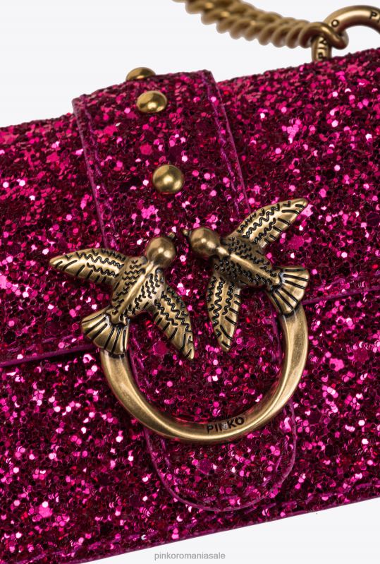 genți microlove | geantă micro love sclipici granulată Pinko aur roz-vechi B0D081209