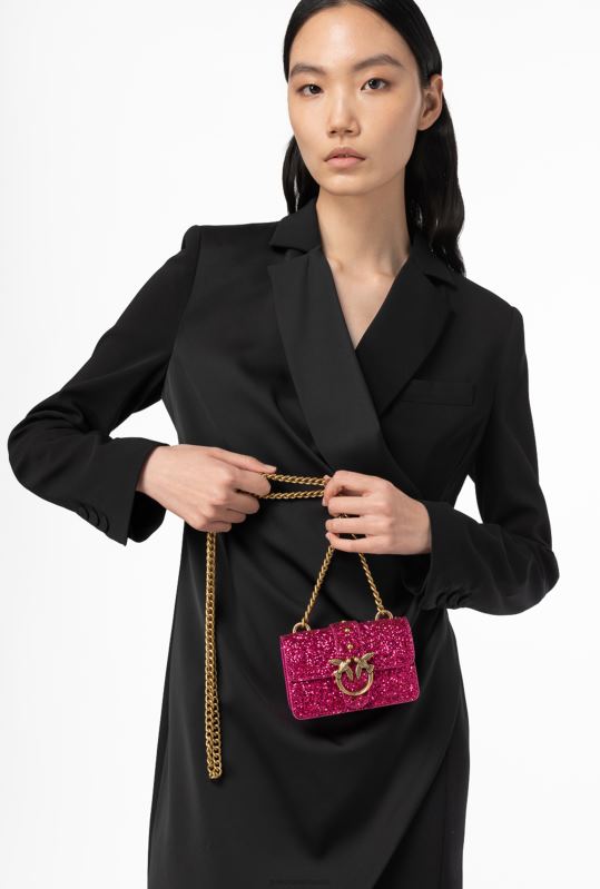 genți microlove | geantă micro love sclipici granulată Pinko aur roz-vechi B0D081209