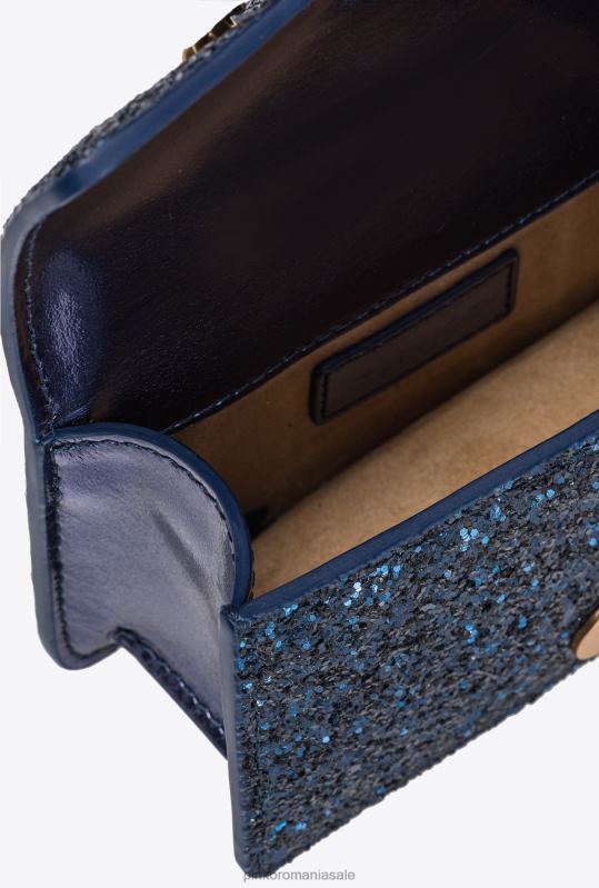 genți microlove | geantă micro love sclipici granulată Pinko clematis albastru-aur antic B0D081210