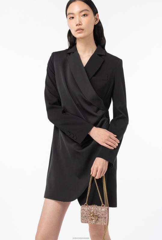 genți microlove | geantă micro love sclipici granulată Pinko roz praf-aur antic B0D081207