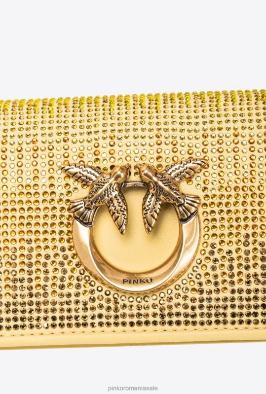 genți microlove | geanta micro love click stras intreg Pinko apos galben-aur antic B0D081220