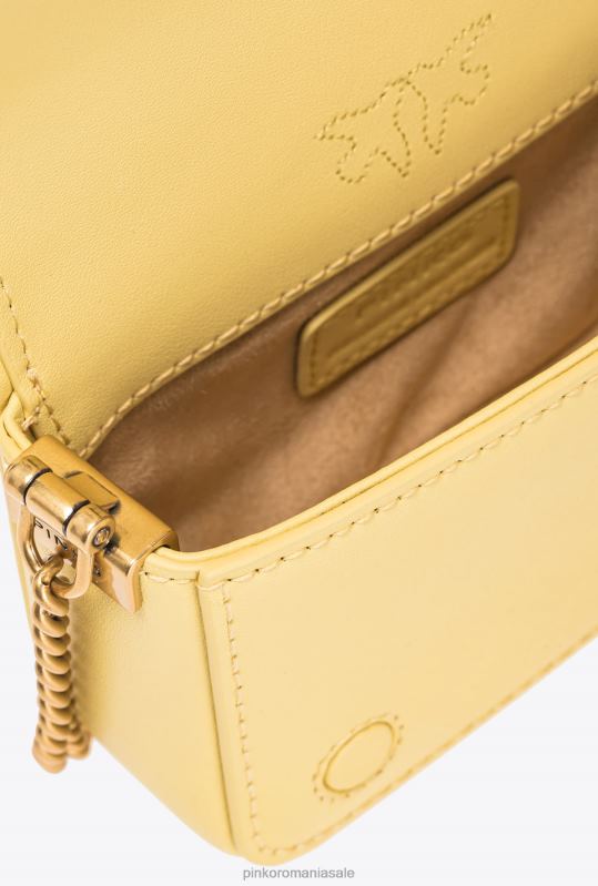 genți microlove | geanta micro love click stras intreg Pinko apos galben-aur antic B0D081220