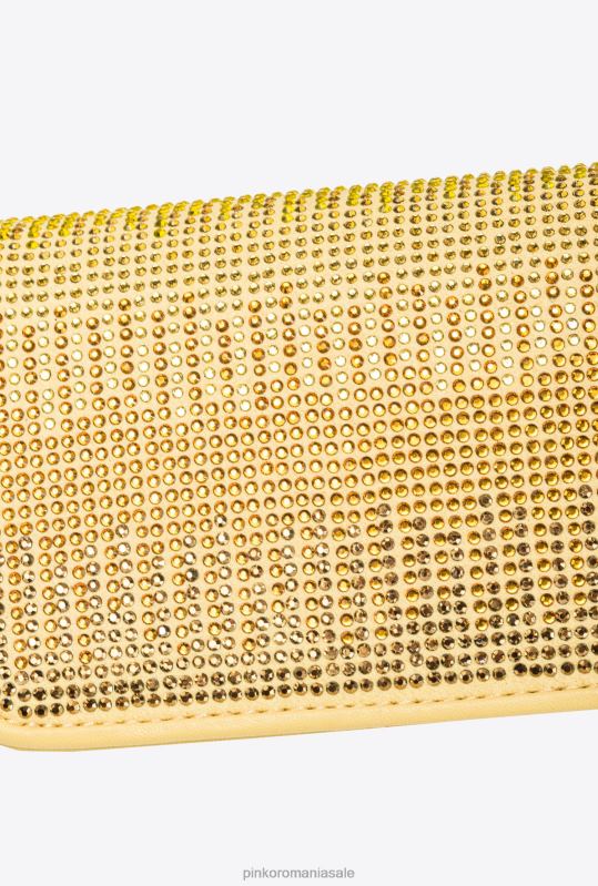 genți microlove | geanta micro love click stras intreg Pinko apos galben-aur antic B0D081220