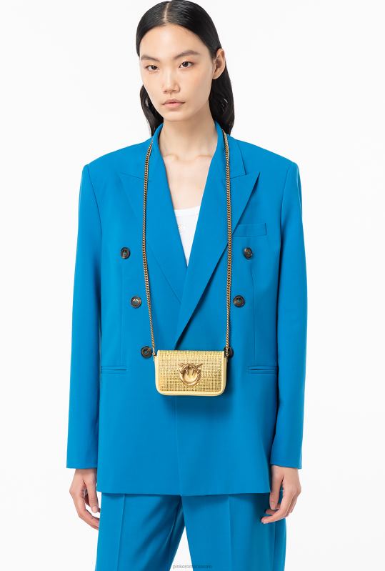 genți microlove | geanta micro love click stras intreg Pinko apos galben-aur antic B0D081220