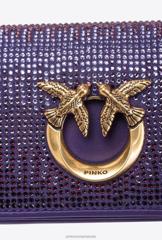 genți microlove | geanta micro love click stras intreg Pinko plumeria violet-aur antic B0D081218
