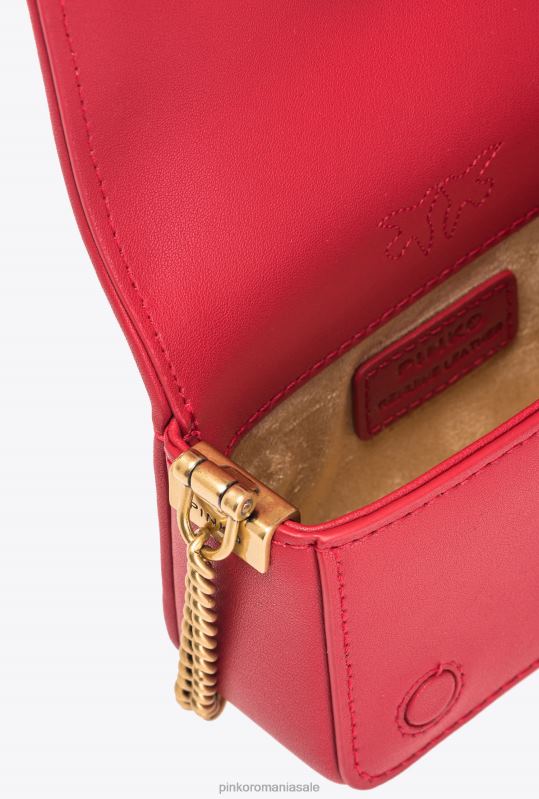 genți microlove | geanta micro love click stras intreg Pinko roșu granat-aur antic B0D081219