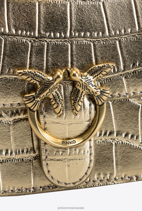 genți microlove | micro geanta dragoste bell croco Pinko aur antic B0D081237