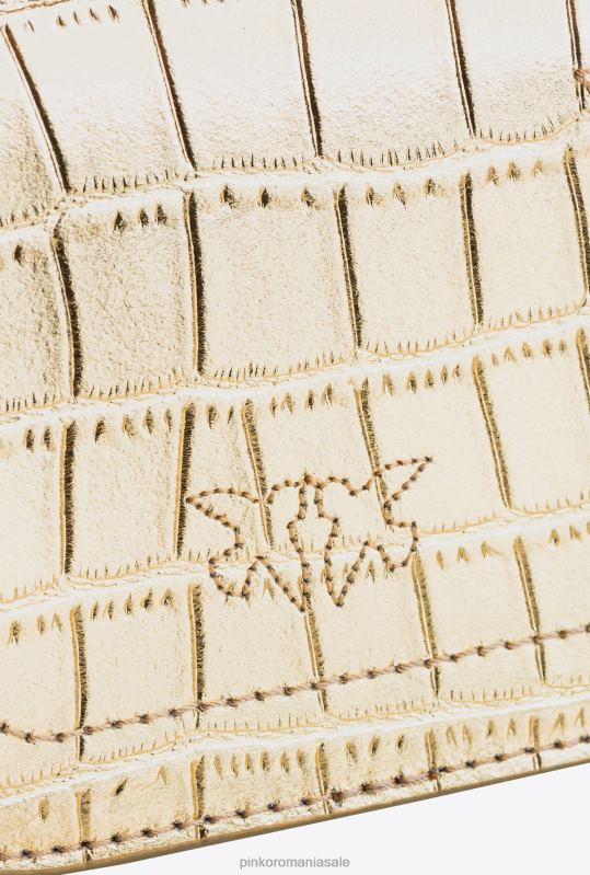 genți microlove | micro geanta dragoste bell croco Pinko aur antic B0D081237