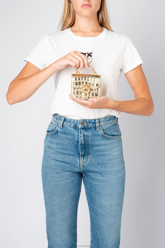 genți microlove | micro geanta dragoste bell croco Pinko aur antic B0D081237