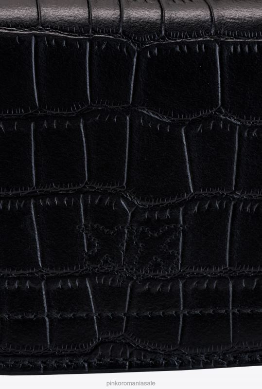 genți microlove | micro geanta dragoste bell croco Pinko aur negru-vechi B0D081236