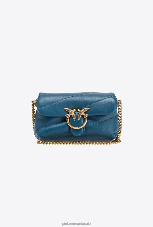 genți microlove | micro love bag puff Pinko teal-aur antic B0D081228