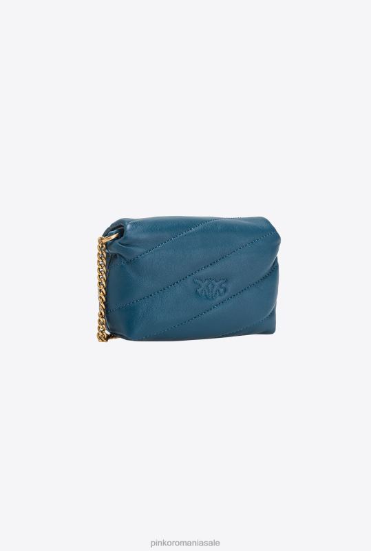 genți microlove | micro love bag puff Pinko teal-aur antic B0D081228